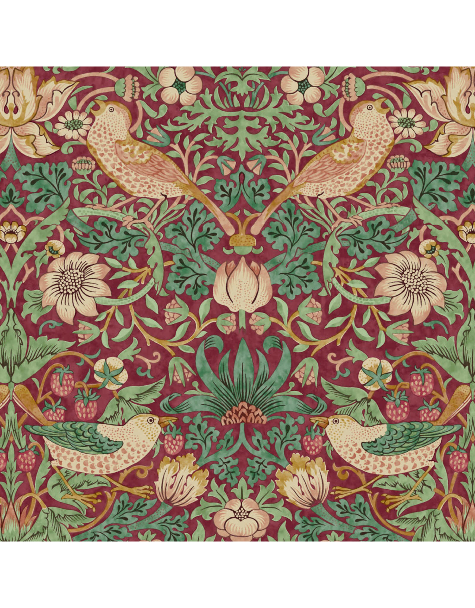 William Morris & Co. Morris & Co, Lodden, Strawberry Thief in Dawn Rose, Fabric Half-Yards