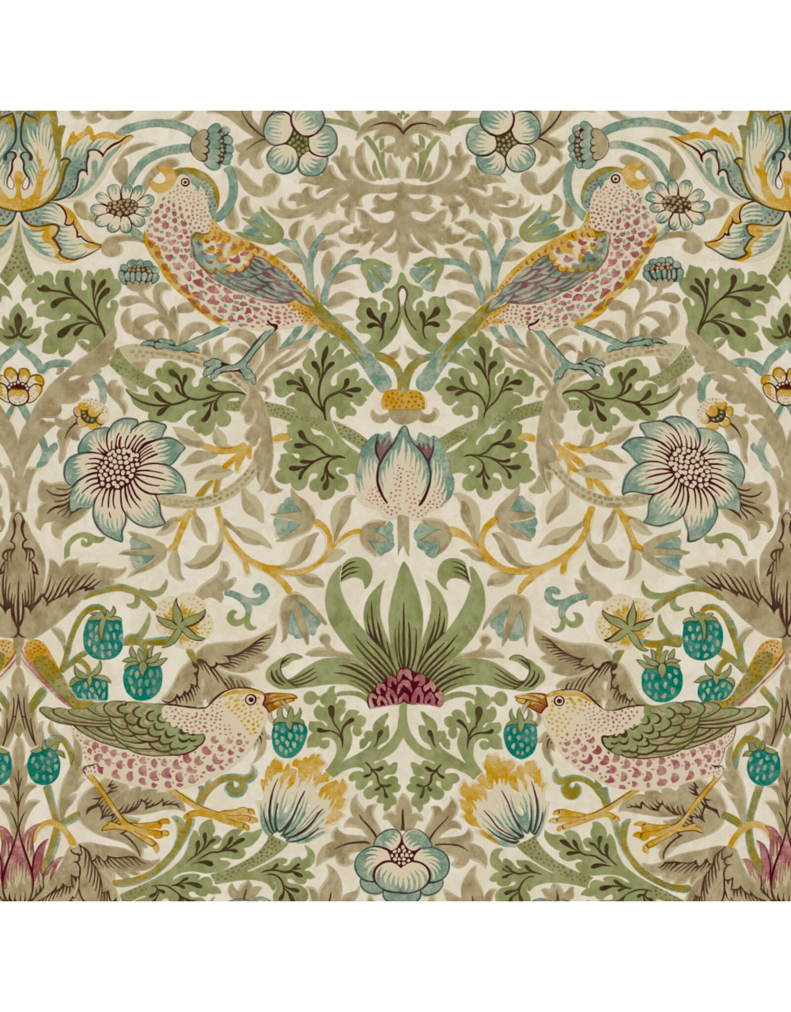 William Morris & Co. Morris & Co, Lodden, Strawberry Thief in Old Gold, Fabric Half-Yards