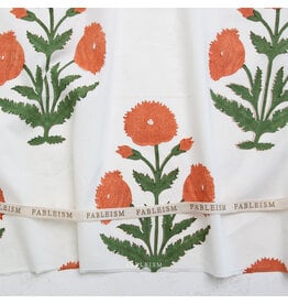 Fableism Indian Block Prints: Cottage, Boho Floral in Sienna, Fabric Half-Yards