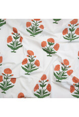 Fableism Indian Block Prints: Cottage, Boho Floral in Sienna, Fabric Half-Yards