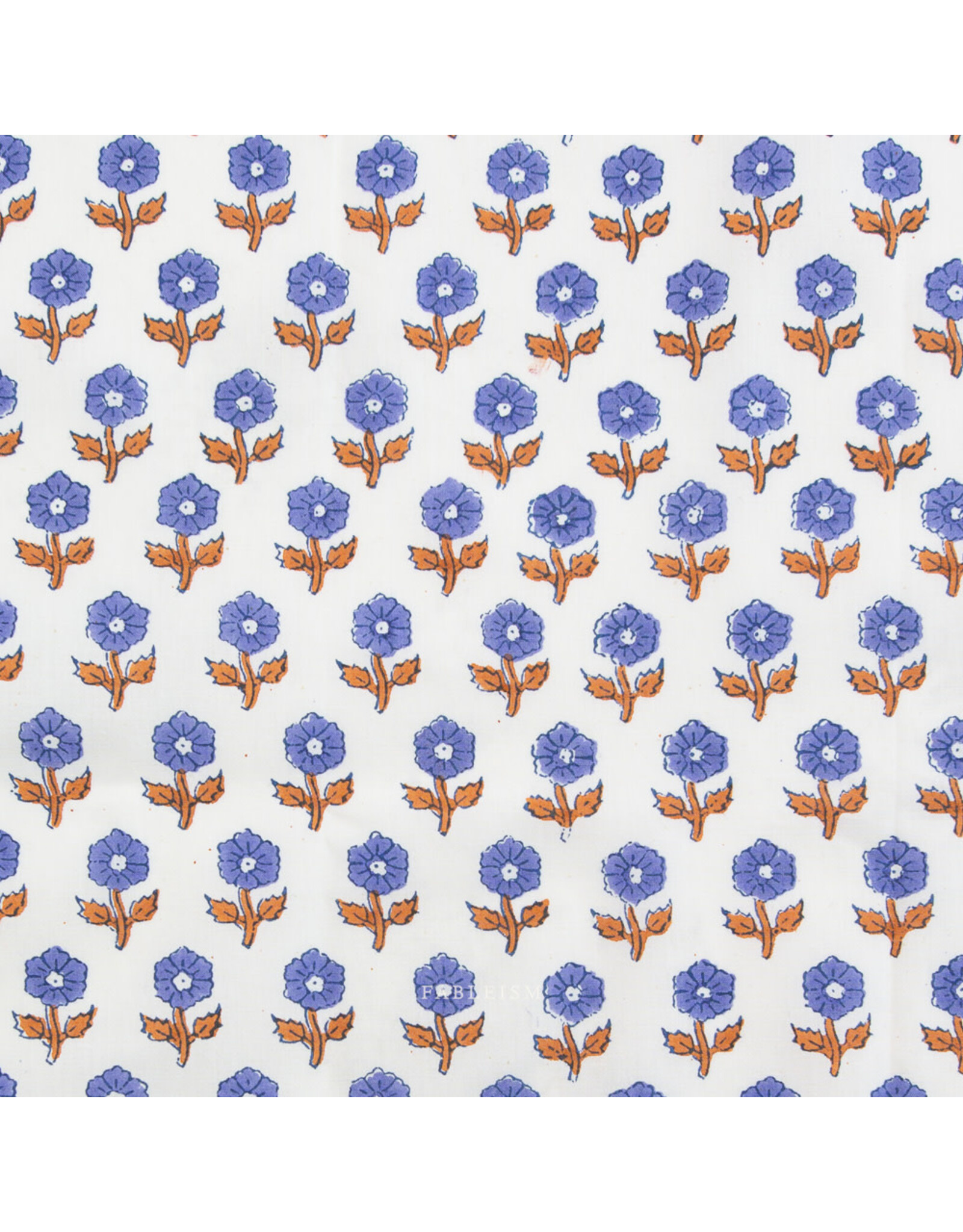 Fableism Indian Block Prints: Cottage, Flowerling in Violet, Fabric Half-Yards