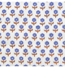 Fableism Indian Block Prints: Cottage, Flowerling in Violet, Fabric Half-Yards