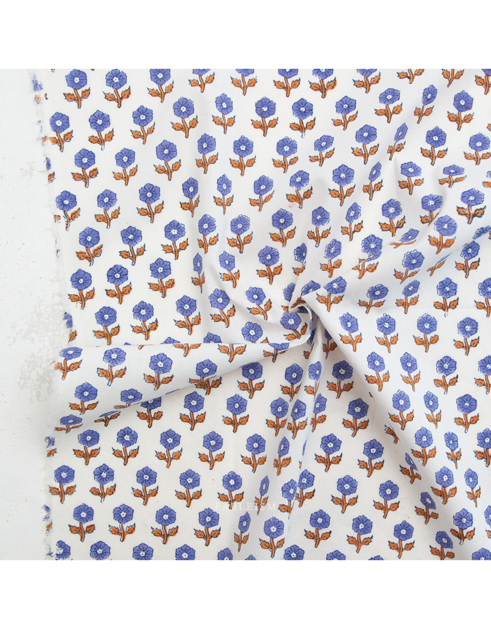 Fableism Indian Block Prints: Cottage, Flowerling in Violet, Fabric Half-Yards