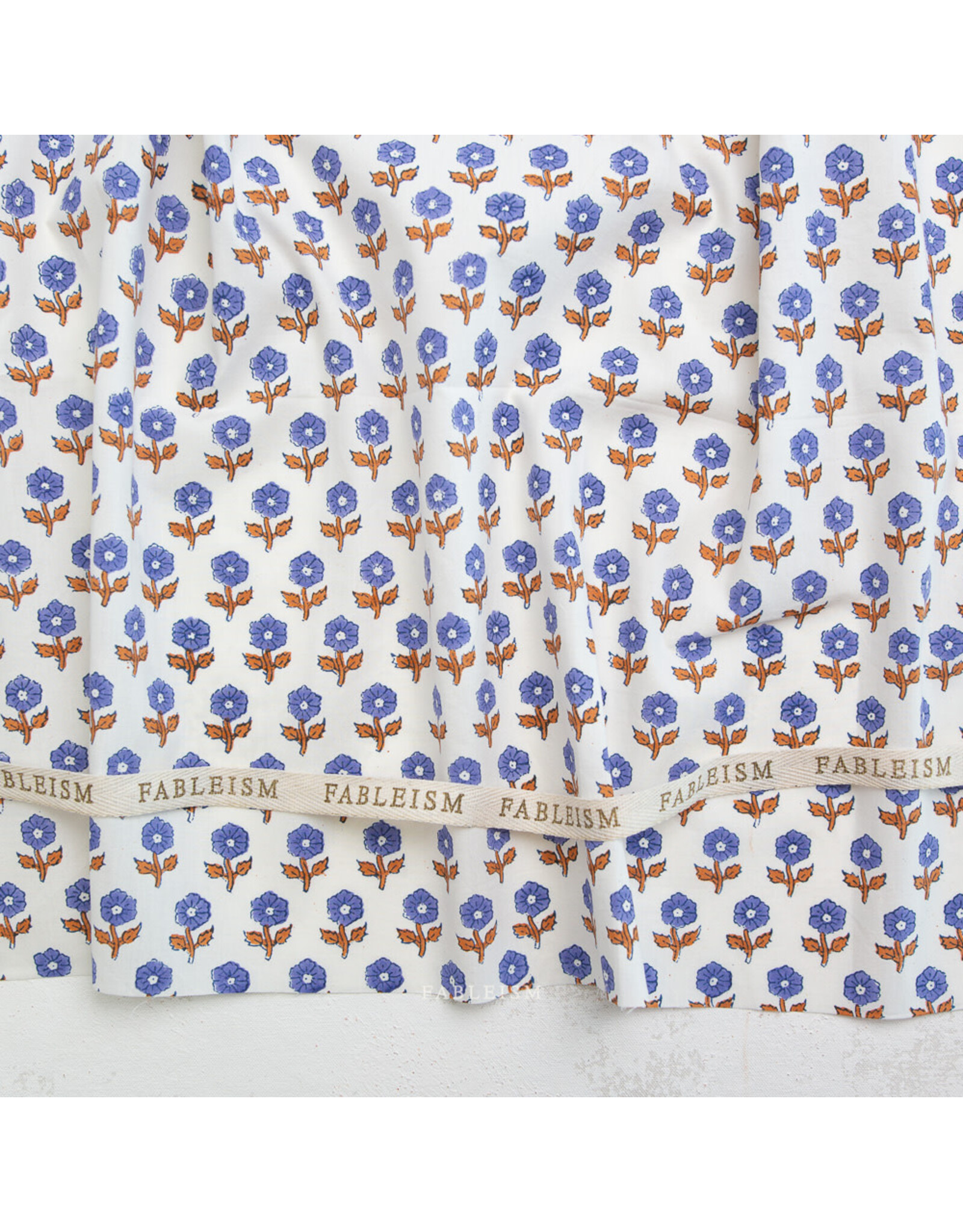 Fableism Indian Block Prints: Cottage, Flowerling in Violet, Fabric Half-Yards