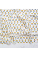 Fableism Indian Block Prints: Cottage, Flowerling in Yellow, Fabric Half-Yards