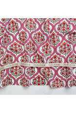Fableism Indian Block Prints: Cottage, Lattice Floral in Pink, Fabric Half-Yards