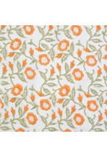 Fableism Indian Block Prints: Cottage, Trumpet Vines in Sage, Fabric Half-Yards