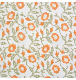 Fableism Indian Block Prints: Cottage, Trumpet Vines in Sage, Fabric Half-Yards