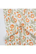 Fableism Indian Block Prints: Cottage, Trumpet Vines in Sage, Fabric Half-Yards