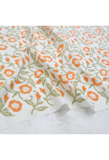 Fableism Indian Block Prints: Cottage, Trumpet Vines in Sage, Fabric Half-Yards