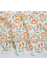 Fableism Indian Block Prints: Cottage, Trumpet Vines in Sage, Fabric Half-Yards