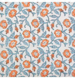 Fableism Indian Block Prints: Cottage, Trumpet Vines in Winter, Fabric Half-Yards
