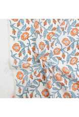 Fableism Indian Block Prints: Cottage, Trumpet Vines in Winter, Fabric Half-Yards