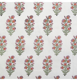 Fableism Indian Block Prints: Cottage, Wild Floral in Blushing, Fabric Half-Yards