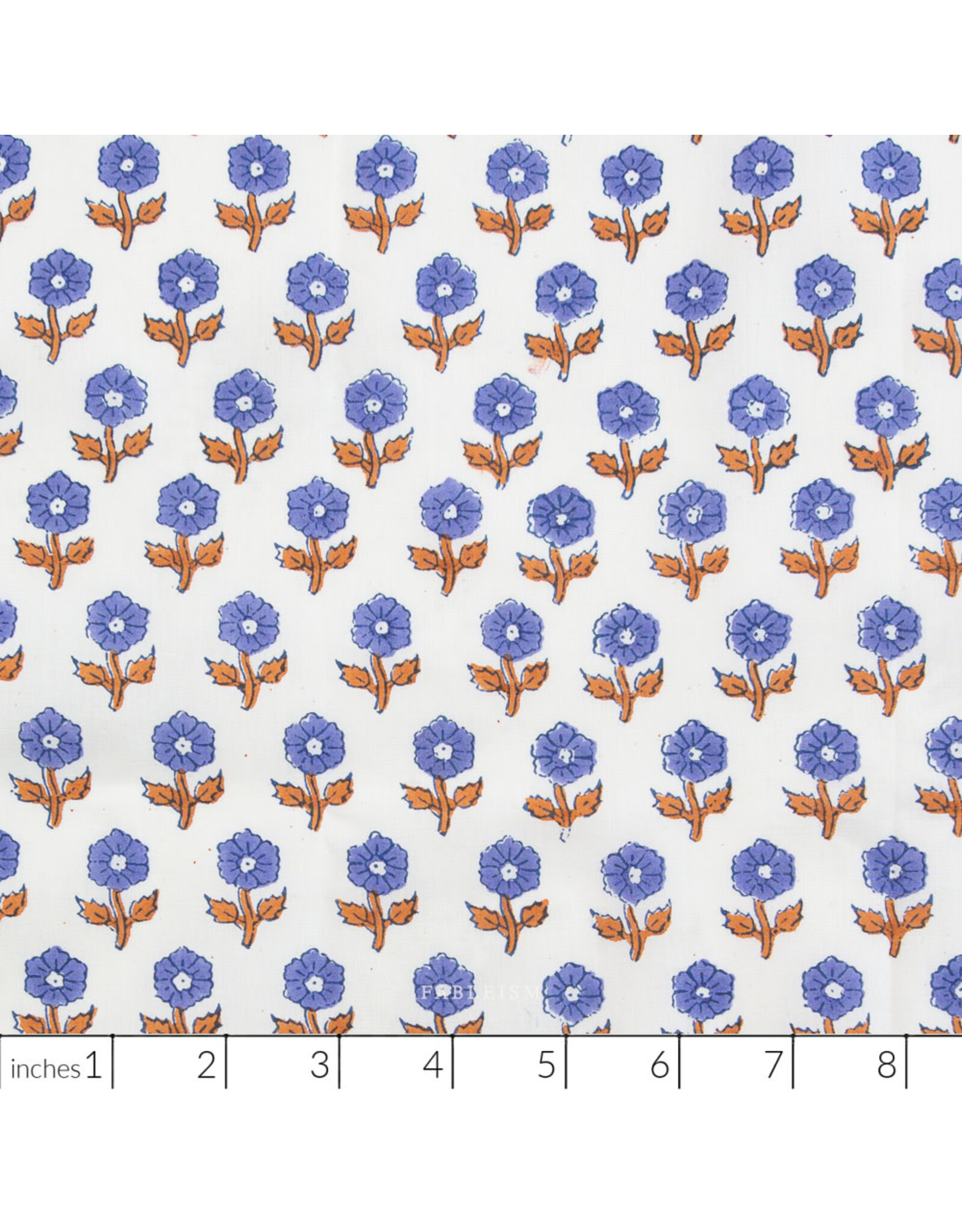 Fableism Indian Block Prints: Cottage, Flowerling in Violet, Fabric Half-Yards