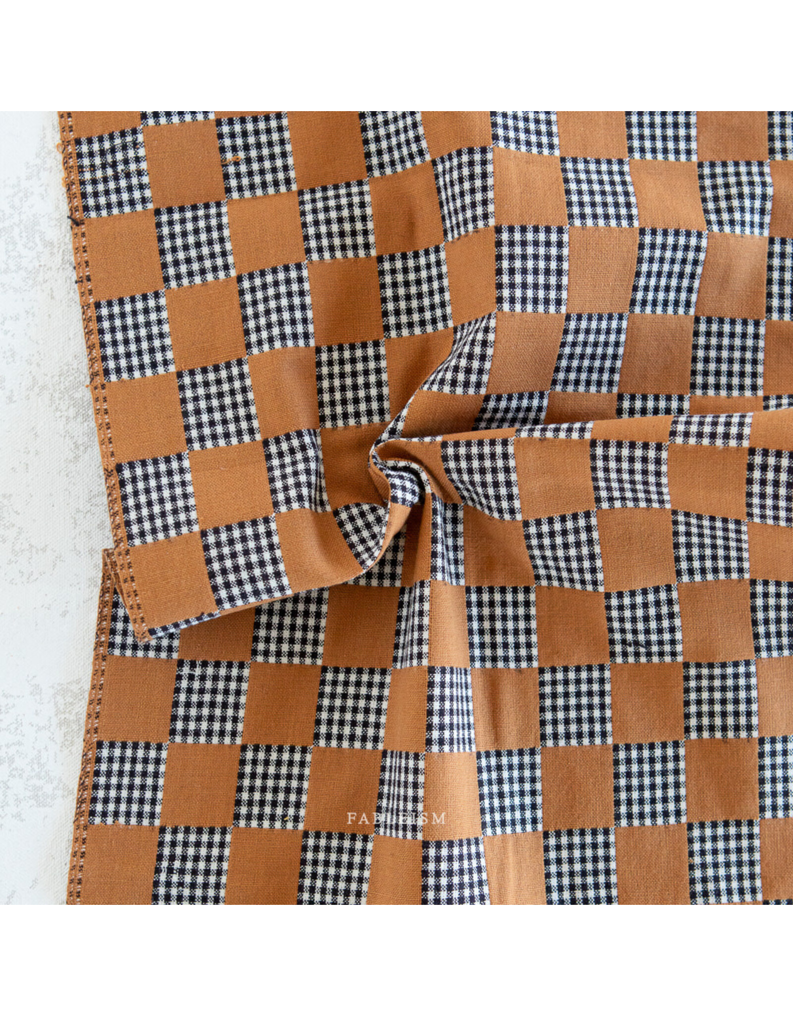 Fableism Checkmate, Checkers in Sandalwood, Fabric Half-Yards