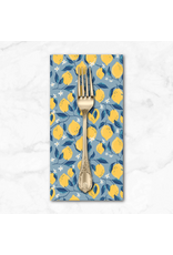 PD's Monaluna Collection Villa Sol, Lemons in Sea Blue, Dinner Napkin