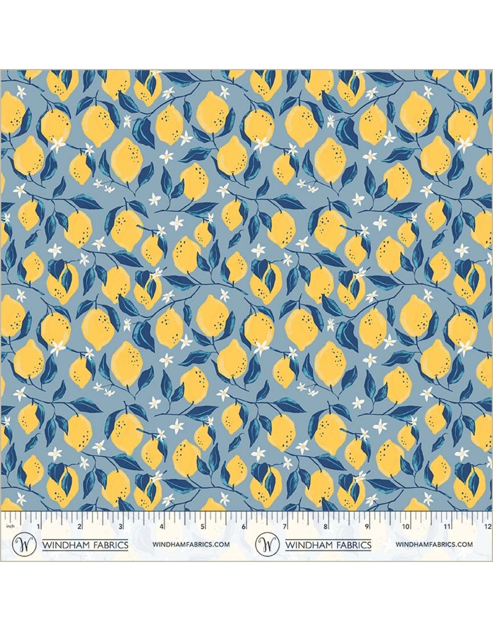 PD's Monaluna Collection Villa Sol, Lemons in Sea Blue, Dinner Napkin