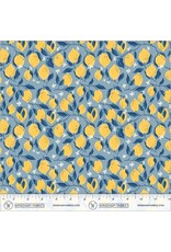Monaluna Villa Sol, Lemons in Sea Blue, Fabric Half-Yards
