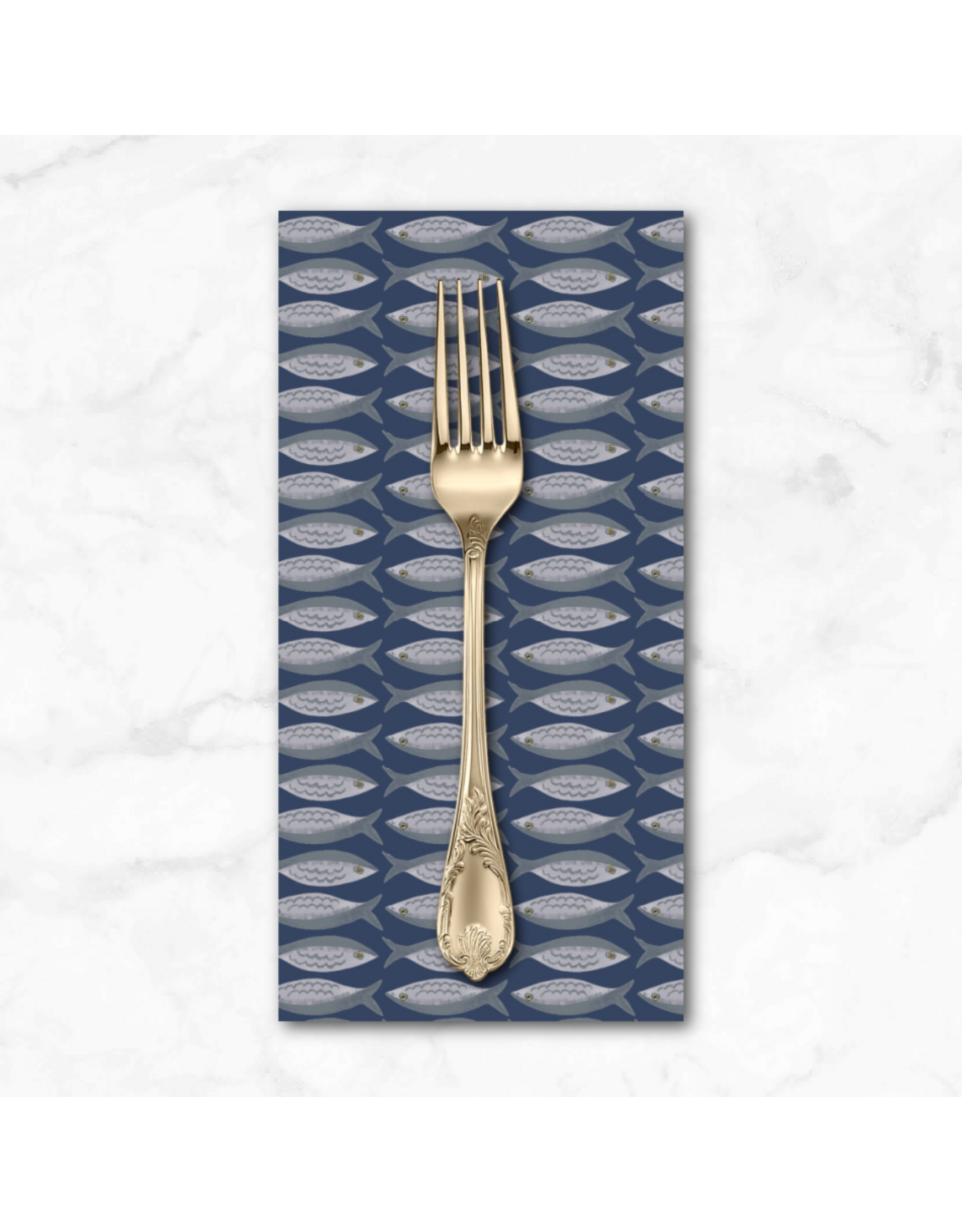 PD's Monaluna Collection Villa Sol, Little Fishies in Navy, Dinner Napkin