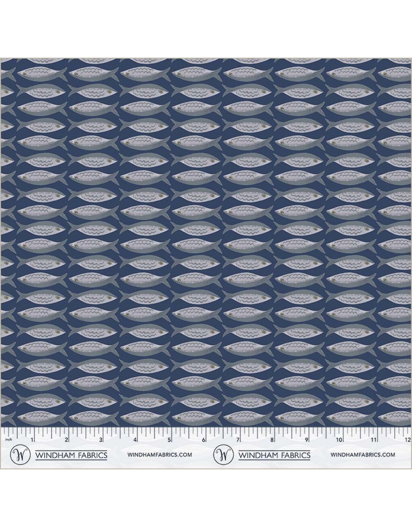 Monaluna Villa Sol, Little Fishies in Navy, Fabric Half-Yards