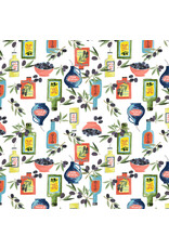 Monaluna Villa Sol, Olio D'Oliva in White, Fabric Half-Yards