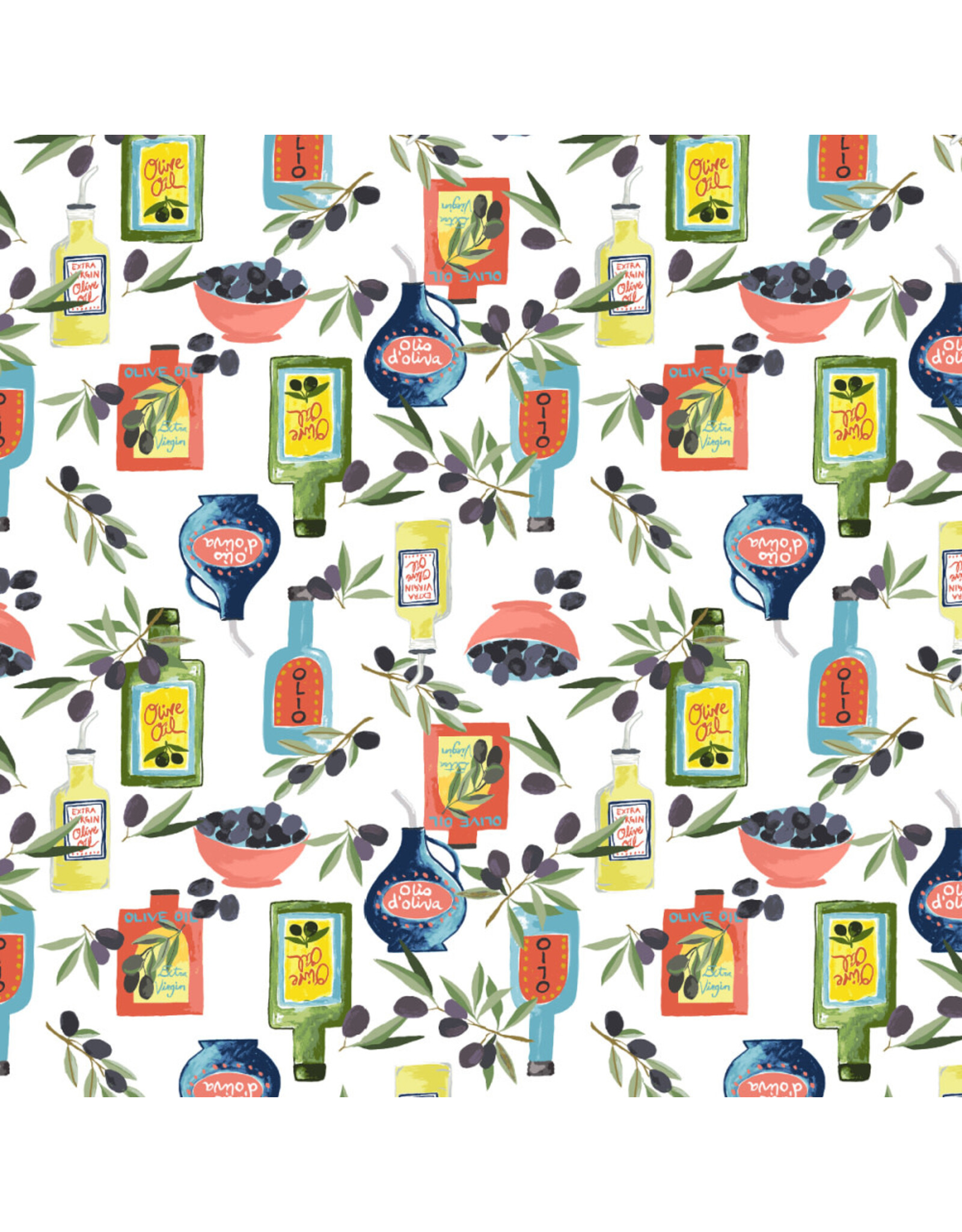 Monaluna Villa Sol, Olio D'Oliva in White, Fabric Half-Yards