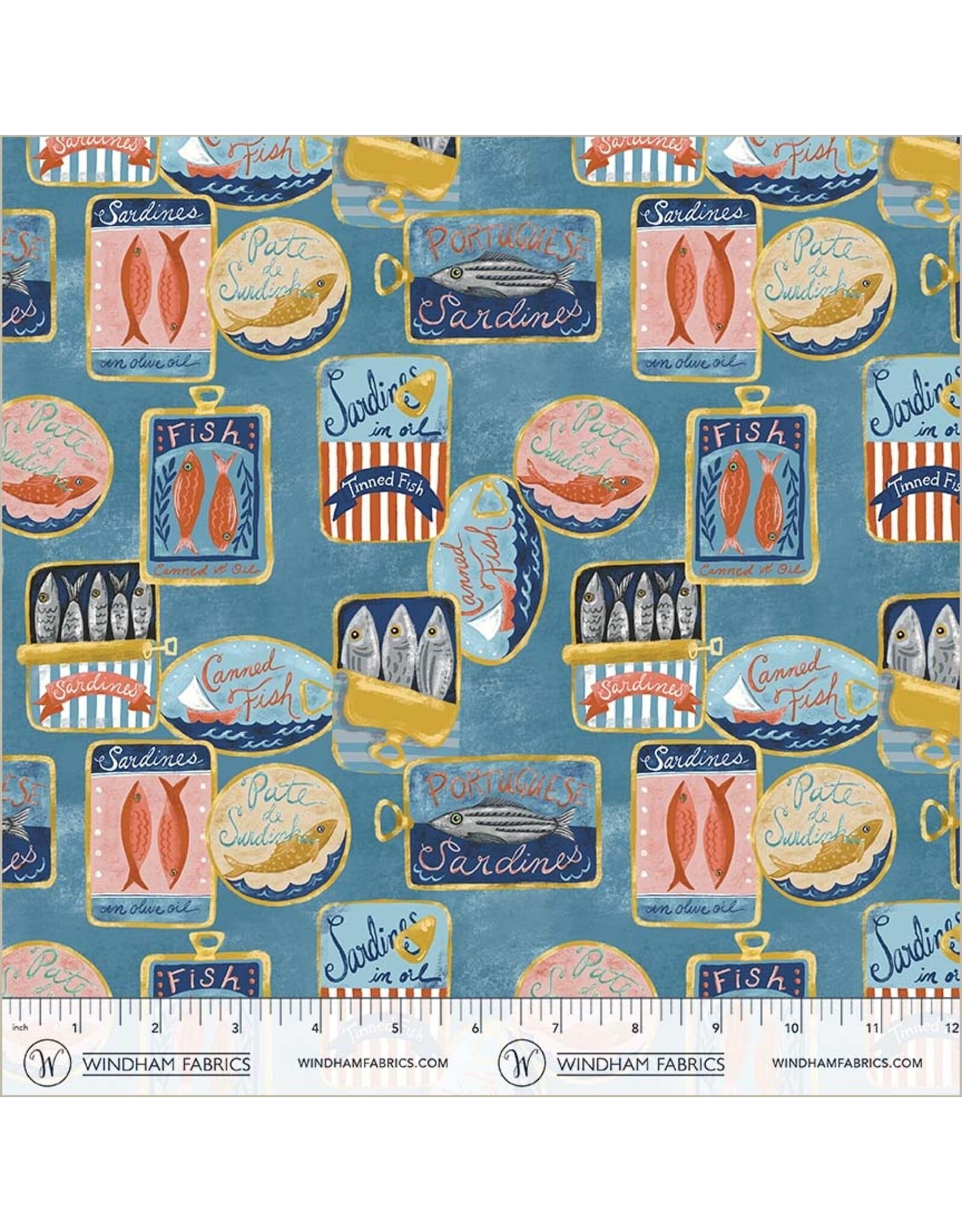 PD's Monaluna Collection Villa Sol, Tinned Fish in Sea Blue, Dinner Napkin
