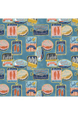Monaluna Villa Sol, Tinned Fish in Sea Blue, Fabric Half-Yards