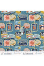 Monaluna Villa Sol, Tinned Fish in Sea Blue, Fabric Half-Yards