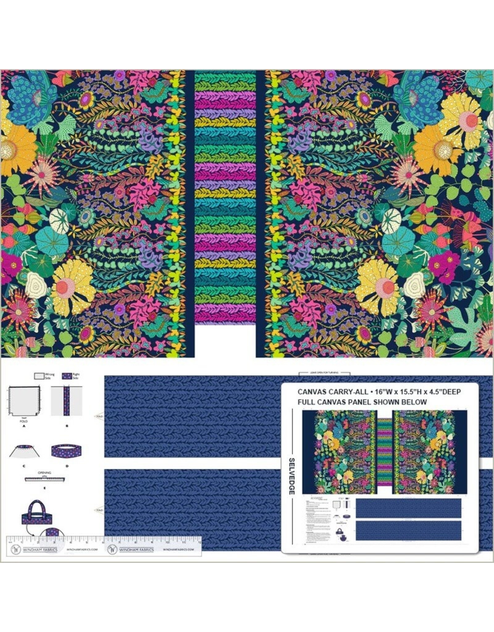 Sally Kelly Sunshine, Canvas Carryall Panel in Multi, 36" x 42" Panel