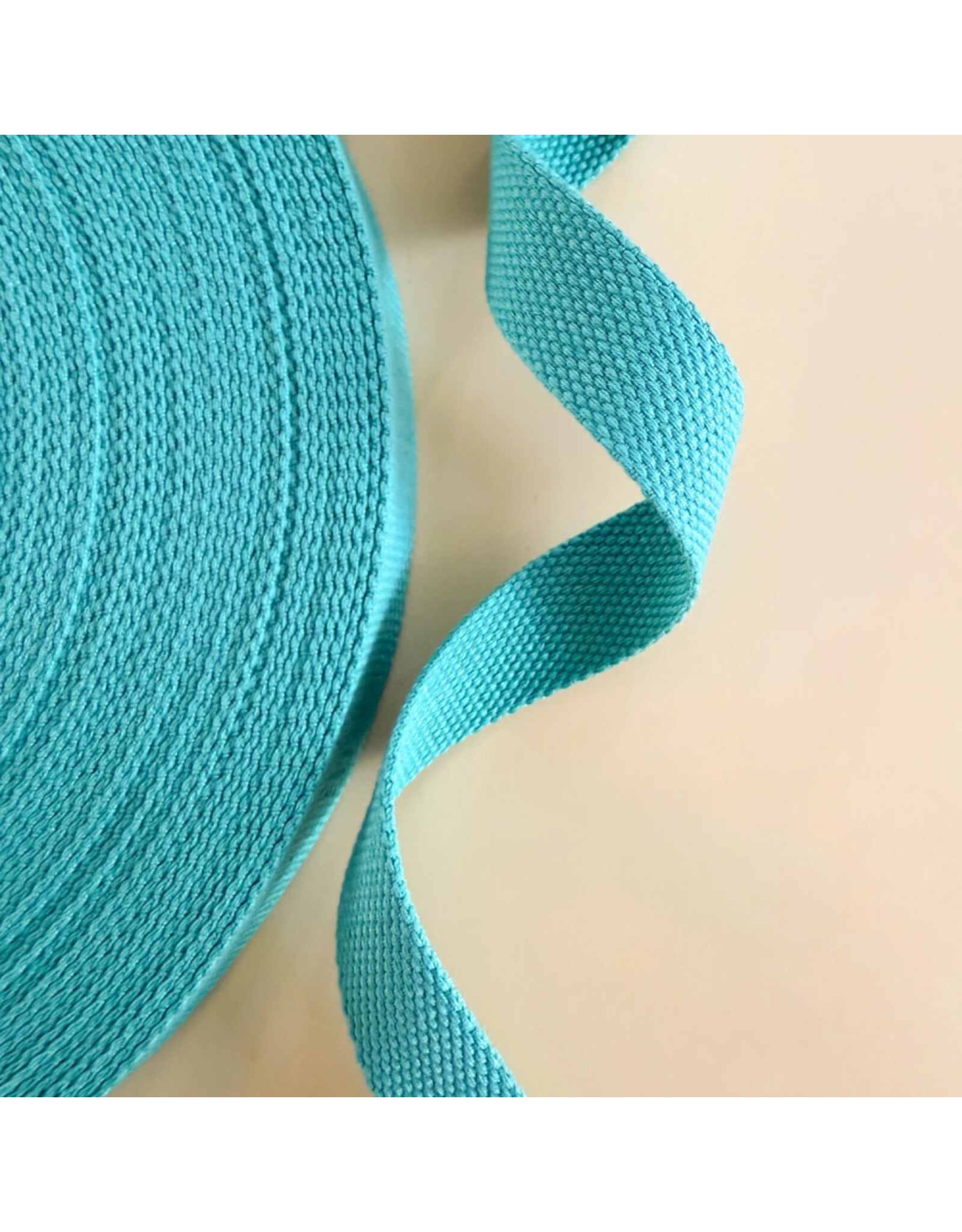 Minki Kim Teal Cotton Webbing Strapping 1" wide, by the yard