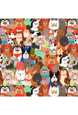 Timeless Treasures I Love Dogs, Packed Dogs in Multi, Fabric Half-Yards