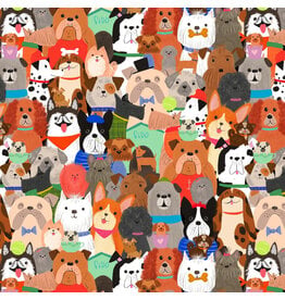 Timeless Treasures I Love Dogs, Packed Dogs in Multi, Fabric Half-Yards