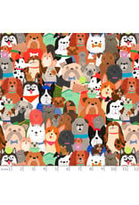 Timeless Treasures I Love Dogs, Packed Dogs in Multi, Fabric Half-Yards