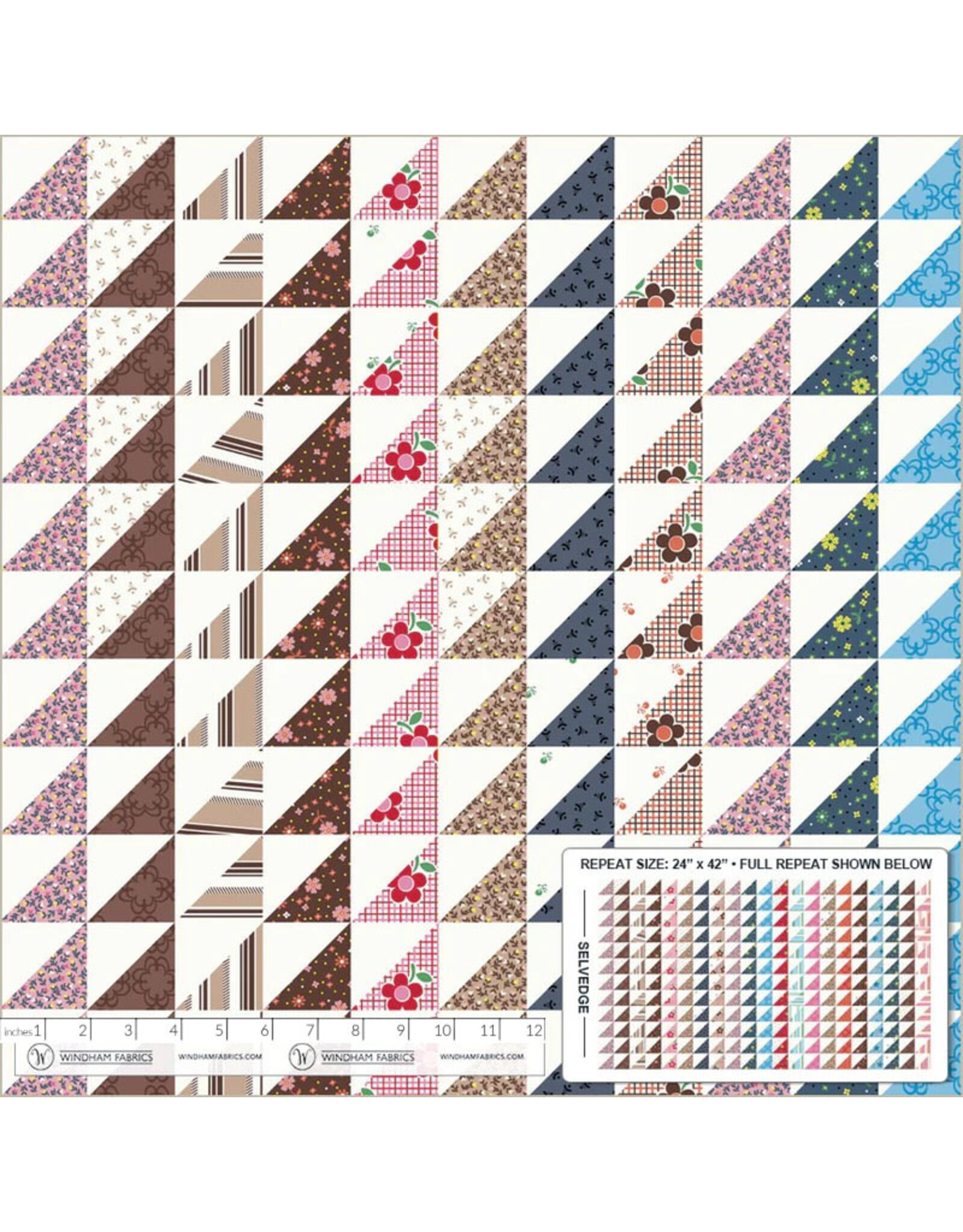 Denyse Schmidt Made Easy, Triangle Stripe Cheater in Ivory, Fabric Half-Yards