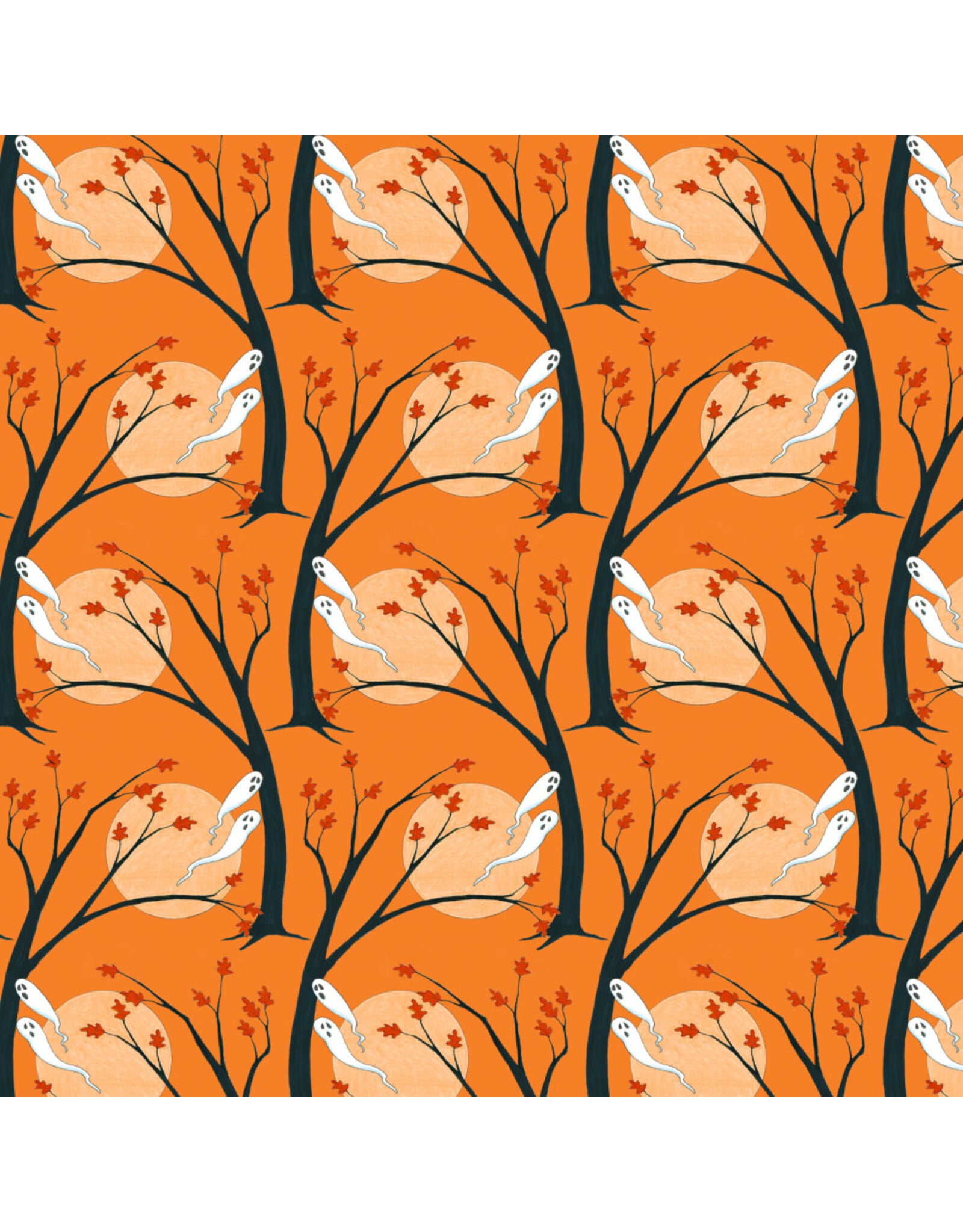 Mary Engelbreit Moonlight Mischief, Haunted Hallows in Orange, Fabric Half-Yards