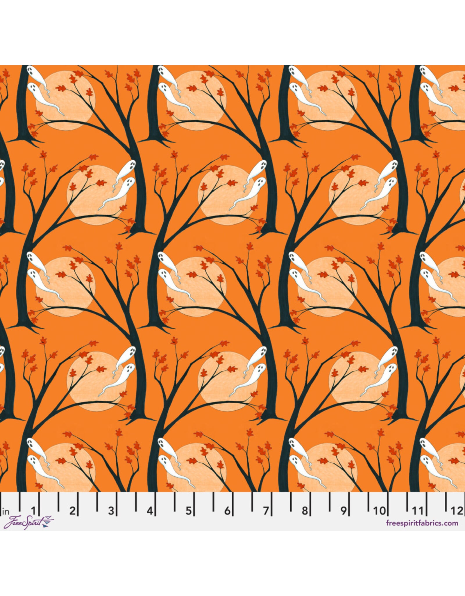 Mary Engelbreit Moonlight Mischief, Haunted Hallows in Orange, Fabric Half-Yards