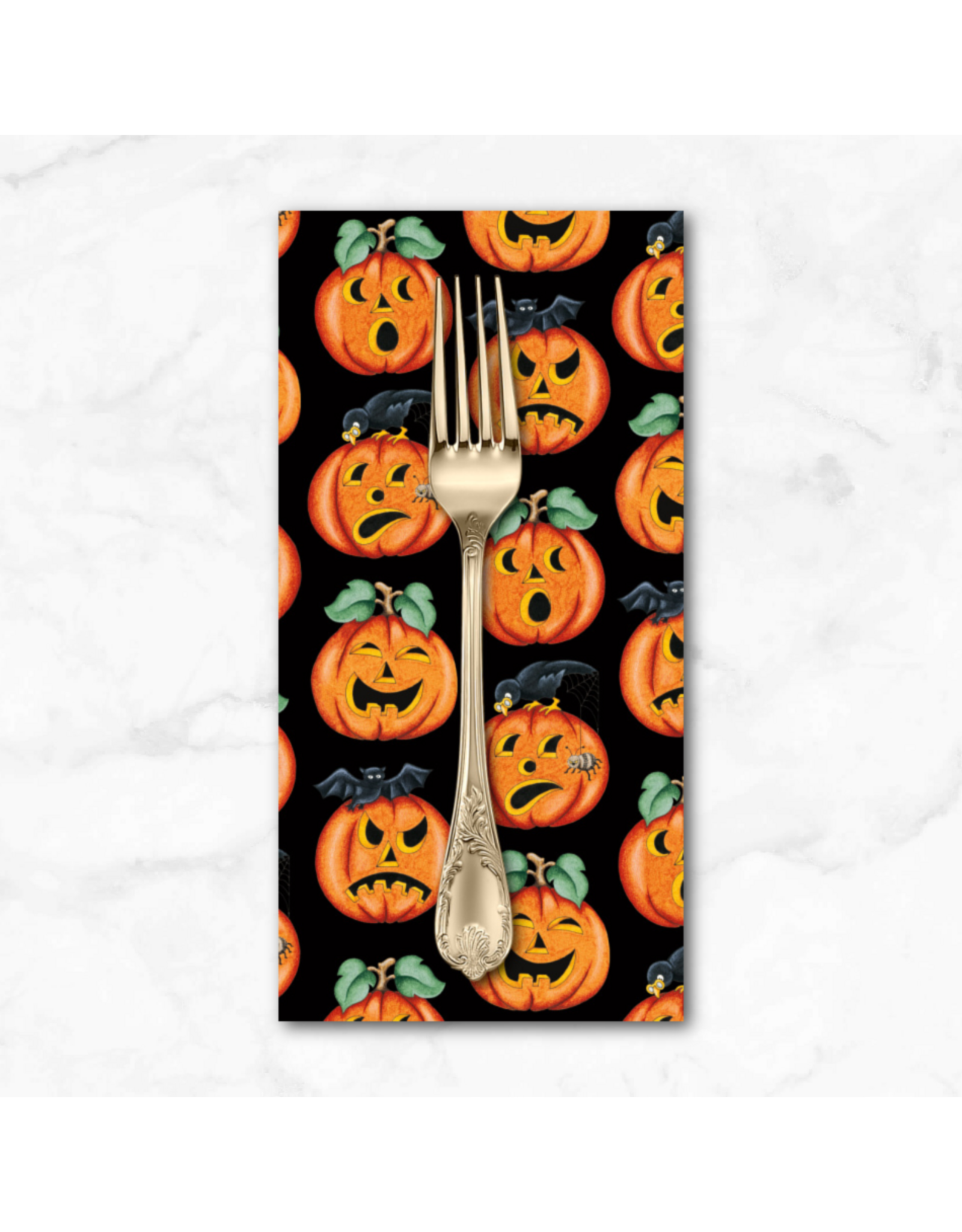 PD's Mary Engelbreit Collection Moonlight Mischief, Jack-O-Lanterns in Black, Dinner Napkin