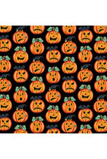 Mary Engelbreit Moonlight Mischief, Jack-O-Lanterns in Black, Fabric Half-Yards