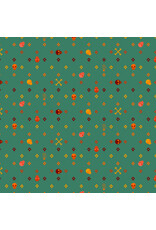 Cori Dantini More Than Bones, Flowery Bones in Teal, Fabric Half-Yards