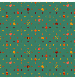 Cori Dantini More Than Bones, Flowery Bones in Teal, Fabric Half-Yards