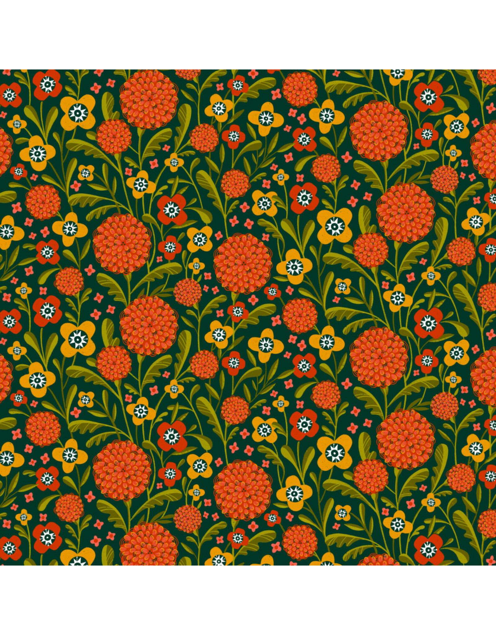 Cori Dantini More Than Bones, Marigold Field in Hunter, Fabric Half-Yards
