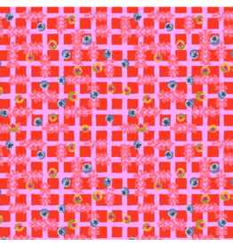 Penny Jeffries Blostma & Song, Small Blueberry Dancefloor in Red, Fabric Half-Yards