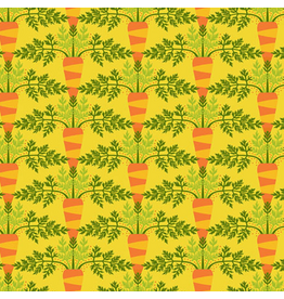 Jane Sassaman Vegetable Patch,  Small Carrot in Yellow, Fabric Half-Yards
