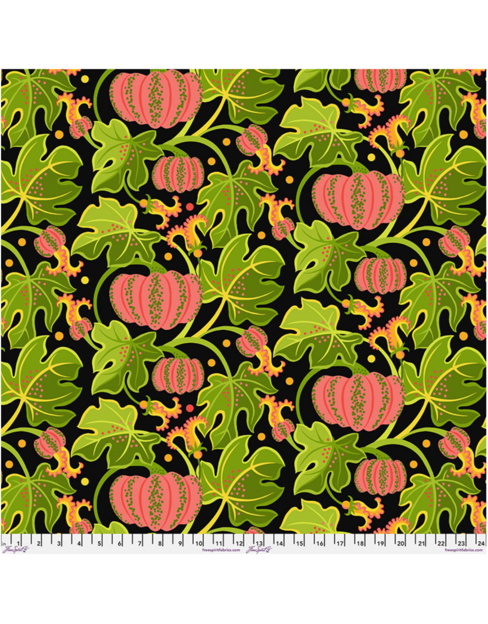 Jane Sassaman Vegetable Patch,  Pumpkin in Pink, Fabric Half-Yards
