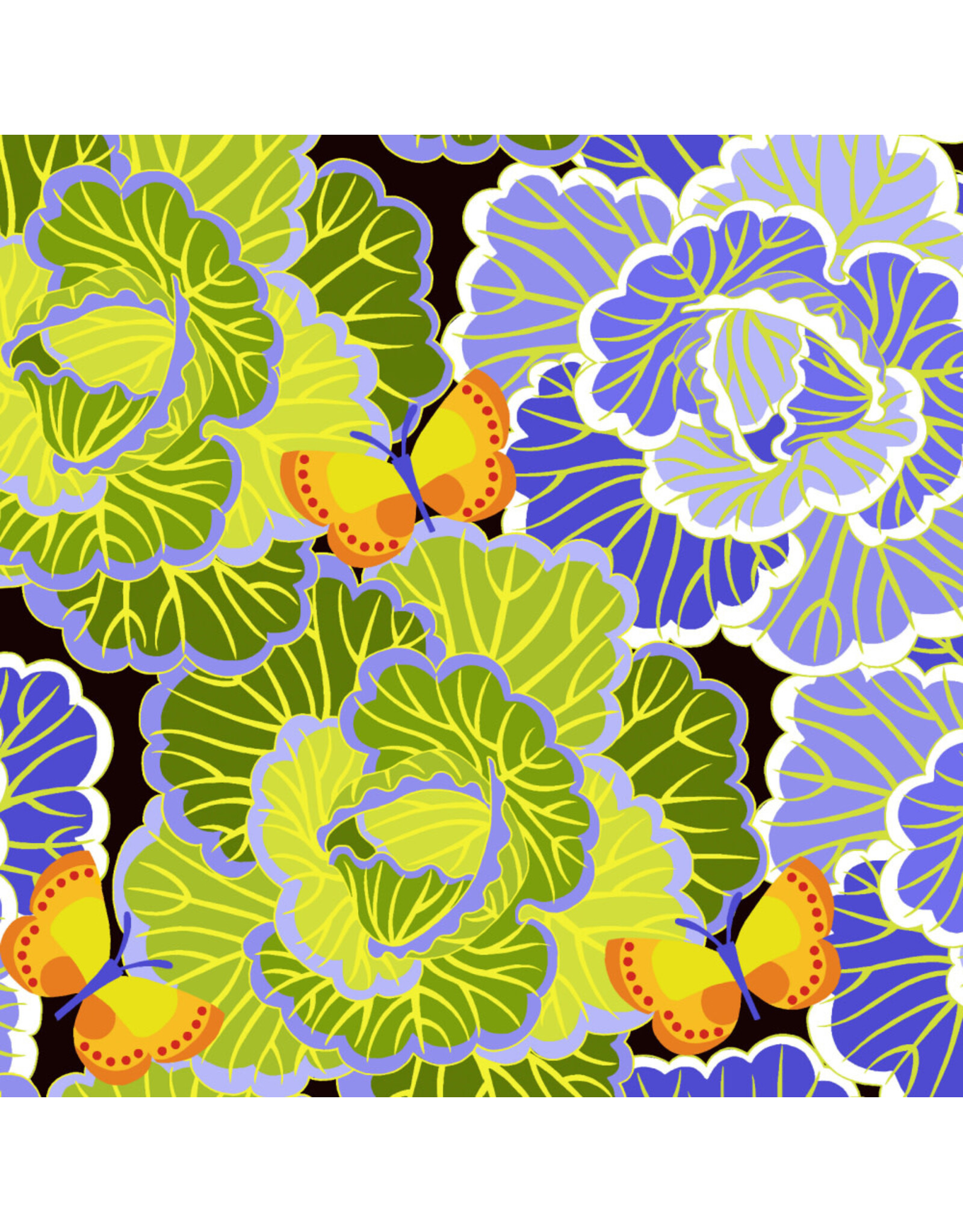 Jane Sassaman Vegetable Patch,  Cabbage in Peri, Fabric Half-Yards