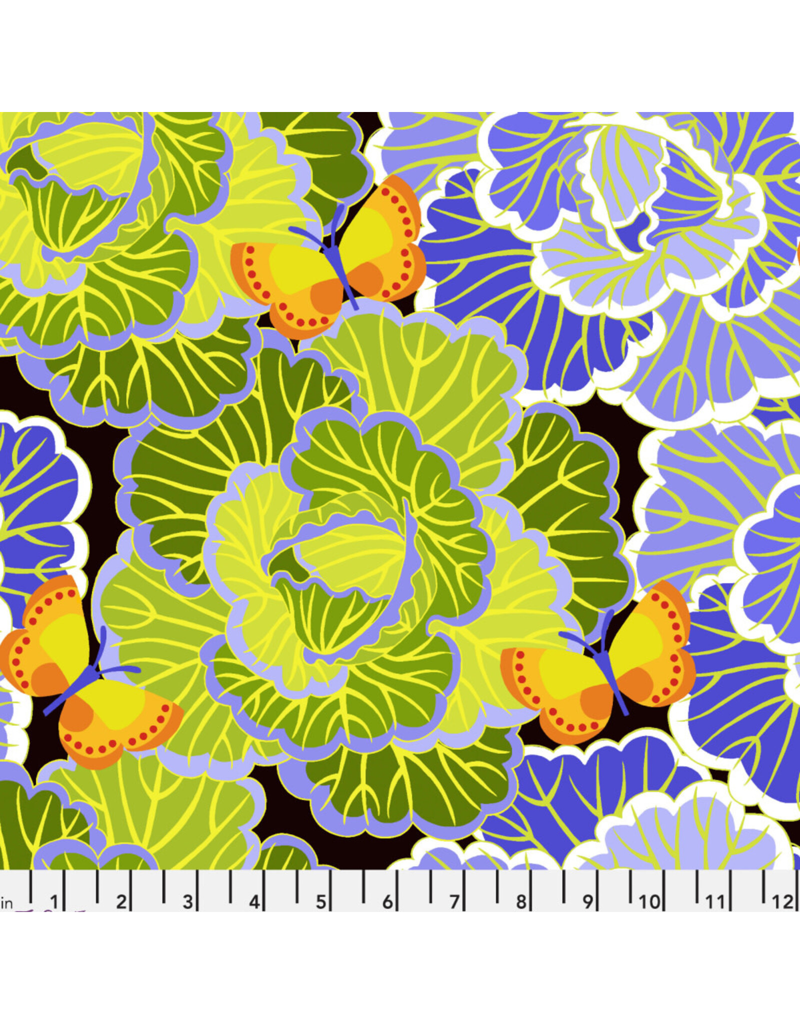 Jane Sassaman Vegetable Patch,  Cabbage in Peri, Fabric Half-Yards
