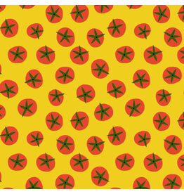 Jane Sassaman Vegetable Patch,  Tomato in Yellow, Fabric Half-Yards