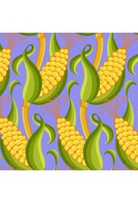Jane Sassaman Vegetable Patch,  Corn in Blue, Fabric Half-Yards
